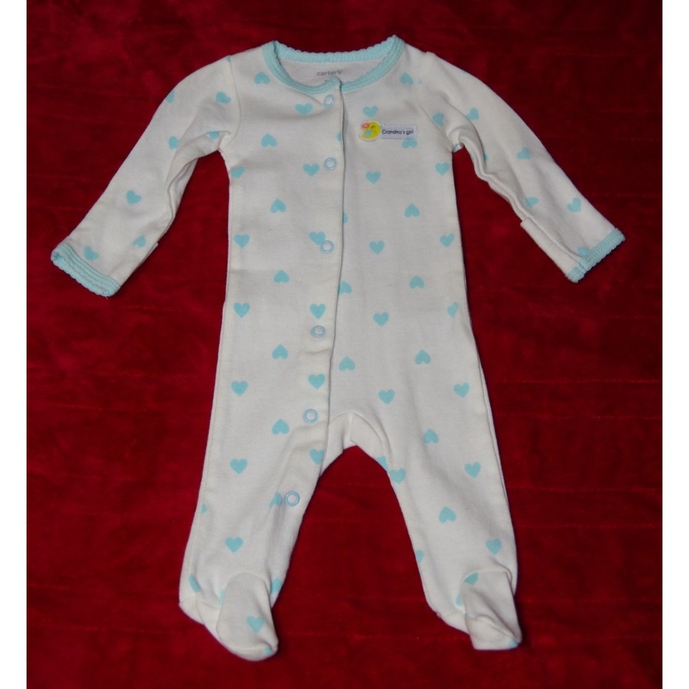 Newborn Sleeper Carter's Grandma's Girl Chickie Hearts AOP EUC‎